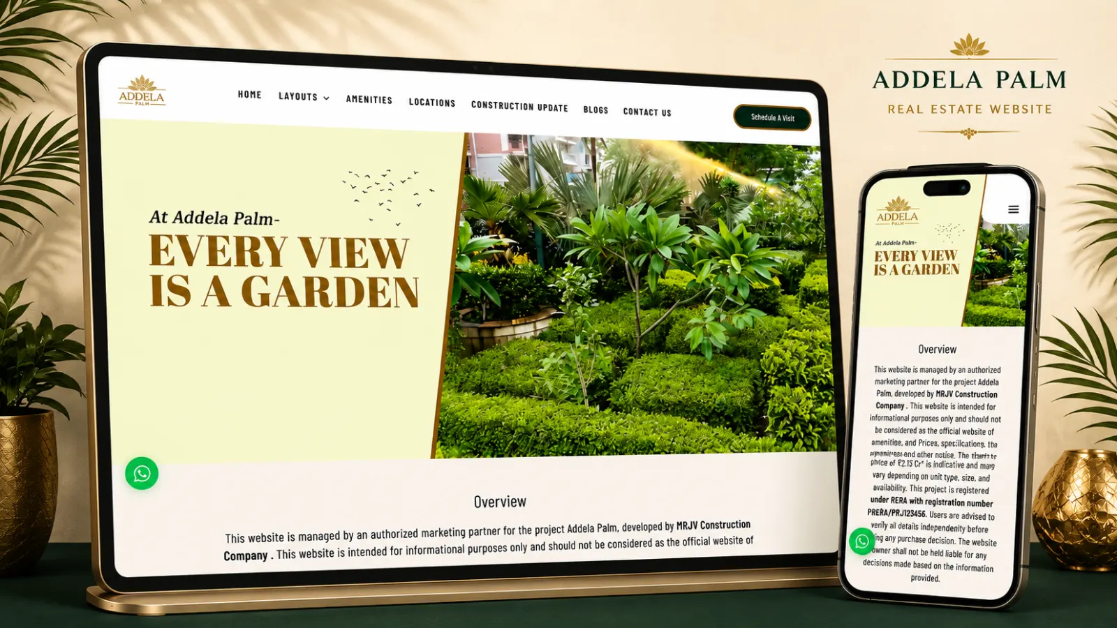 Addela Palm real-estate website for 3BHK and 4BHK flats