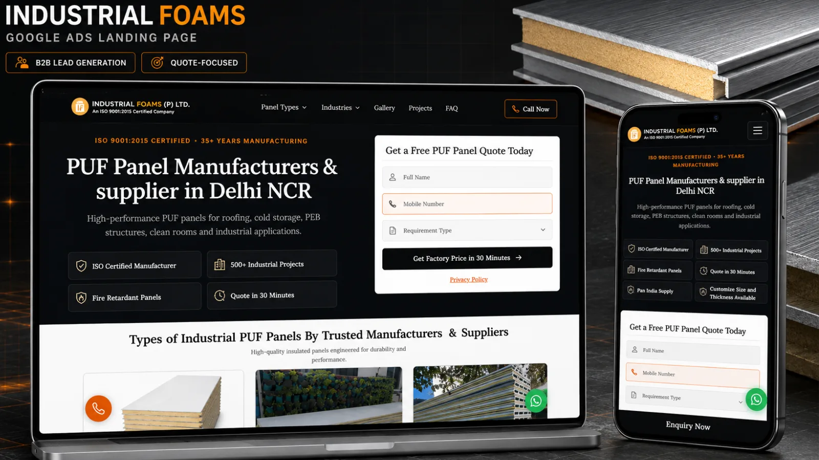 Responsive industrial campaign landing page