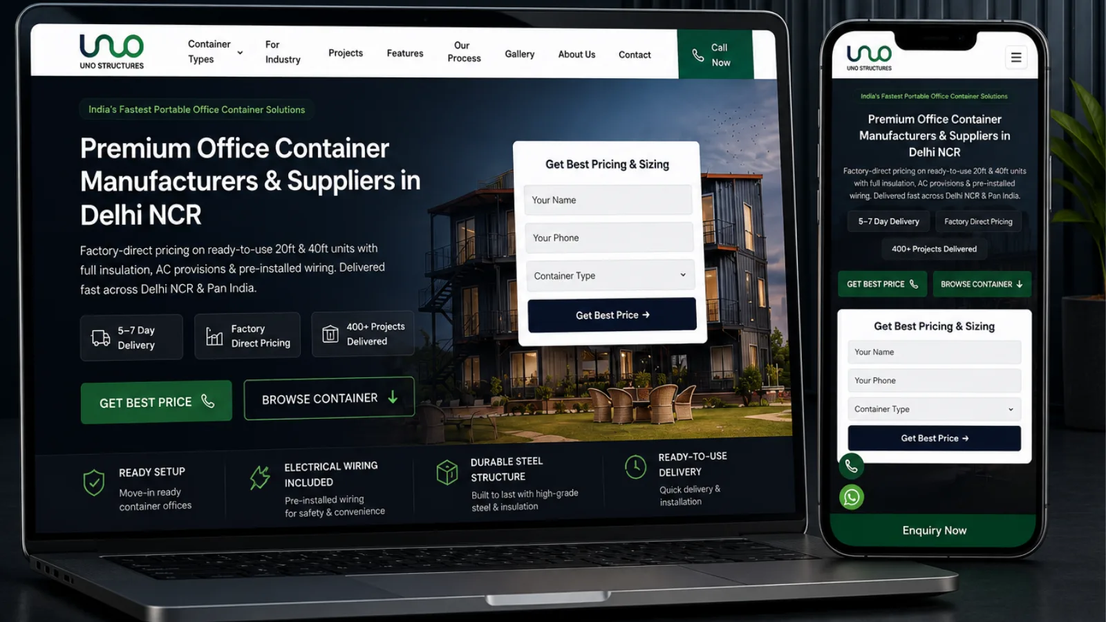 Unostructure Google Ads landing page