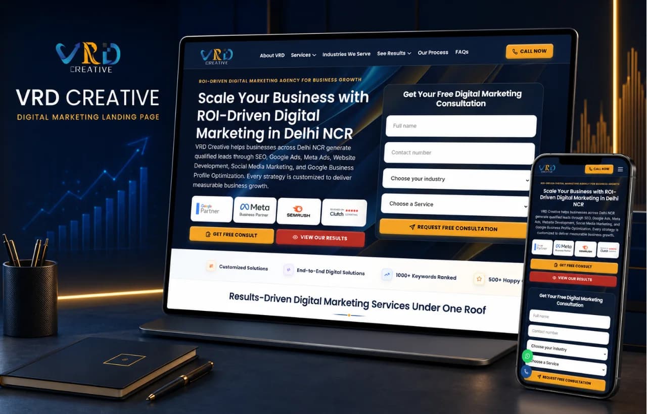 VRD digital marketing services landing page