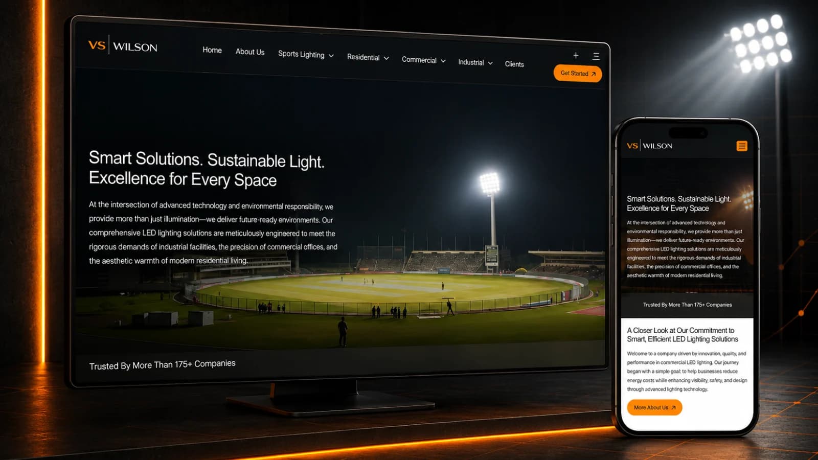 VS Wilson lighting website for a Dubai client