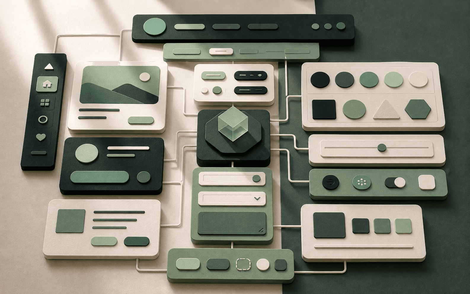 Modular interface controls connected into a coherent reusable component system